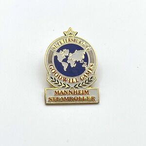 Vintage 1994 St Petersburg Goodwill Games Mannheim Steamroller Enamel Pin Gold
